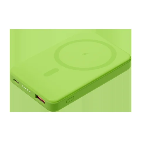 Внешний аккумулятор Ларго PD (Largo PD) 5000mAh с функцией беспроводной зарядки 15W, салатовый