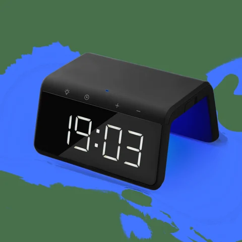 Зарядная станция с часами 15W Флейм (Flame), черная