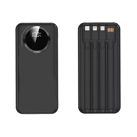 Зарядное устройство "Phantom" 10000 mAh с 4мя встроенными кабелями и цифровым индикатором заряда