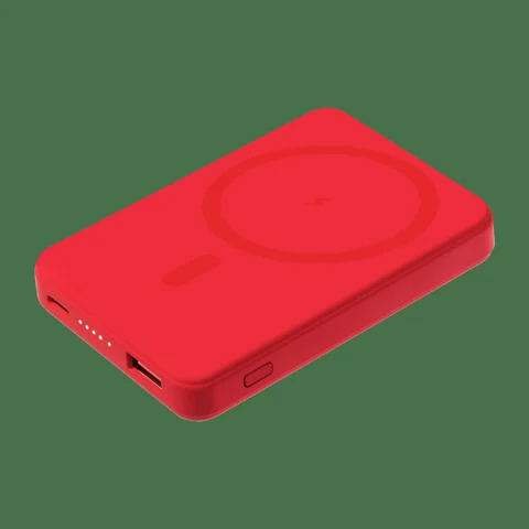 Внешний аккумулятор Ларго PD (Largo PD) 5000mAh с функцией беспроводной зарядки 15W, красный